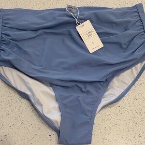 Coral Reef Swim Blue High-Waisted Bikini Bottom